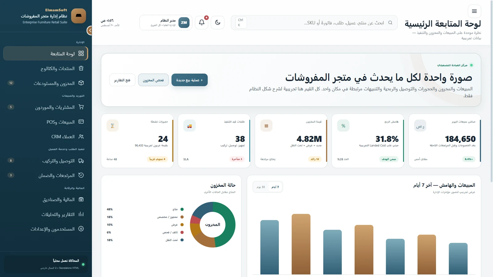 نظام إدارة متاجر المفروشات